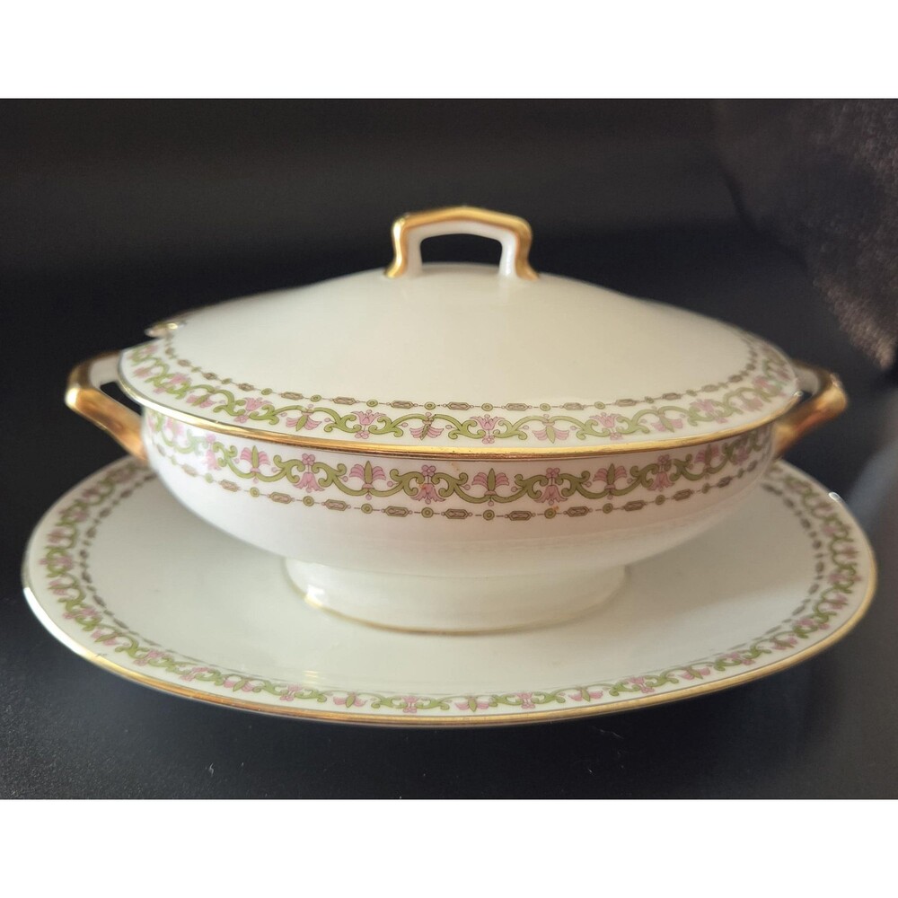 Antique Charles Ahrenfeldt Limoges Gravy Boat, AHR350 Pattern